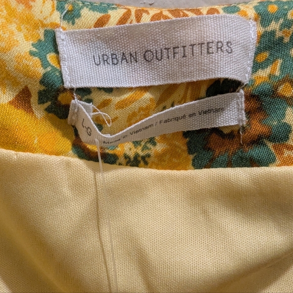 Urban Outfitters Claira Ruched Bodycon Square Neck Mini Dress Yellow & Orange- L - Picture 11 of 16